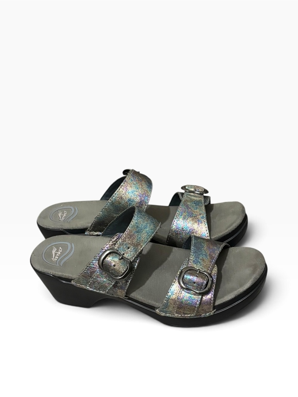 Dansko Sophie Comfort Double Strap Slide Sandals with Iridescent Straps 40